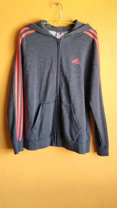 Polerón con capucha gris Adidas para niño - miniatura 1