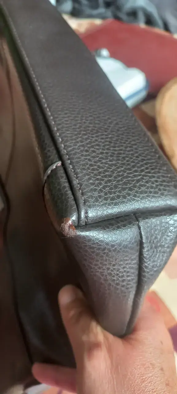 Maletín de cuero marrón con bolsillo exterior - 3