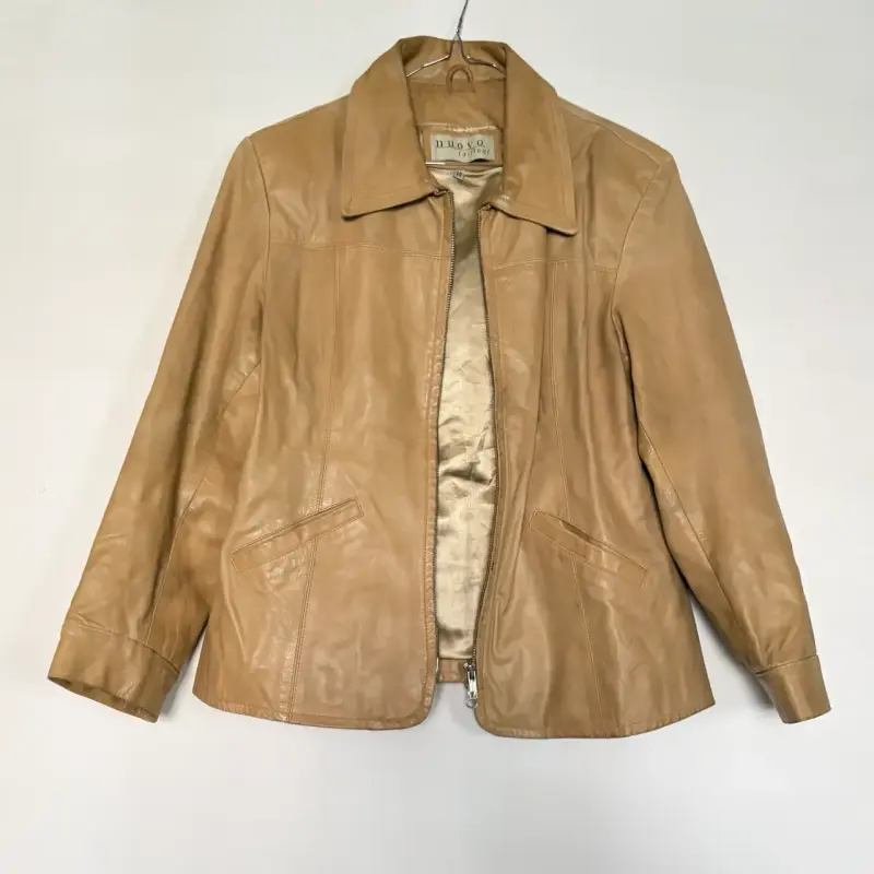 Chaqueta de cuero beige - 1
