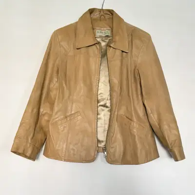 Chaqueta de cuero beige - miniatura 1