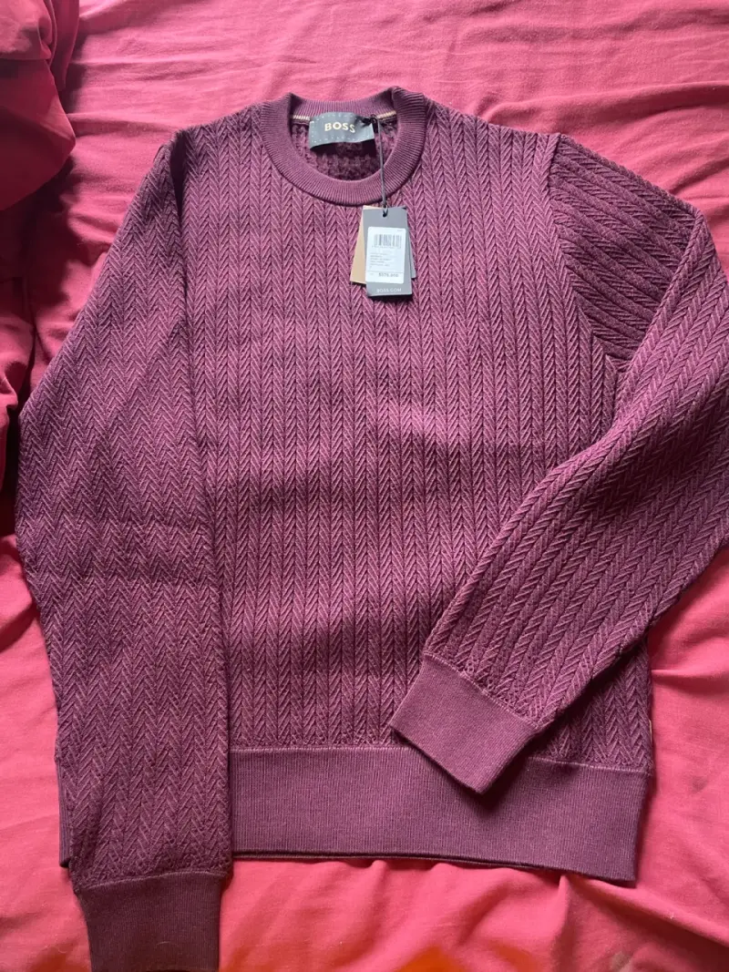 Suéter de punto morado oscuro Boss para hombre - 1