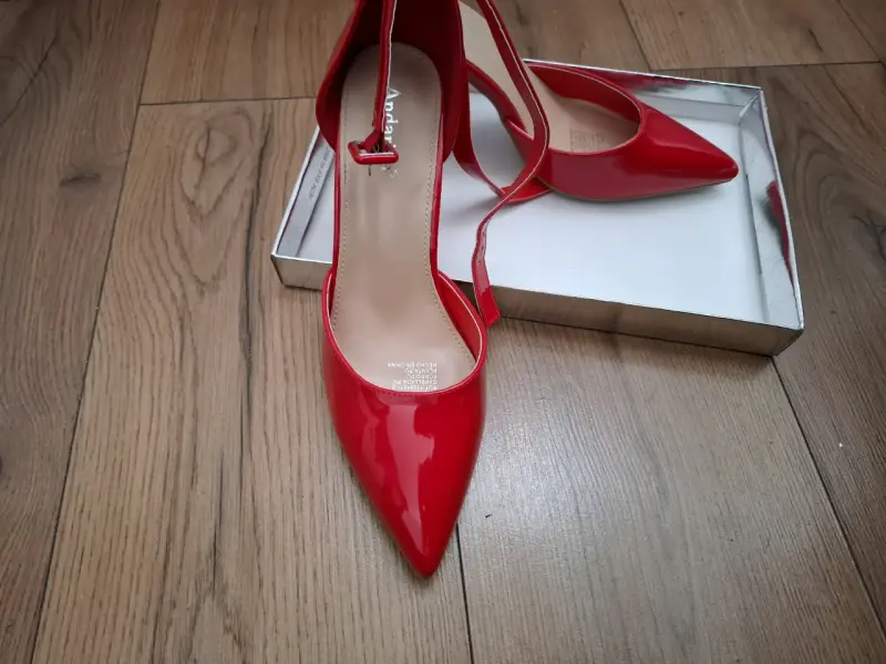Zapatos de tacón rojo charol para mujer - 3