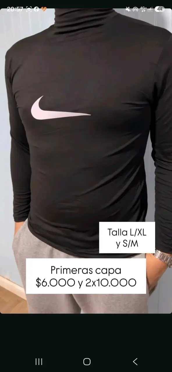 Polera térmica negra Nike para hombre