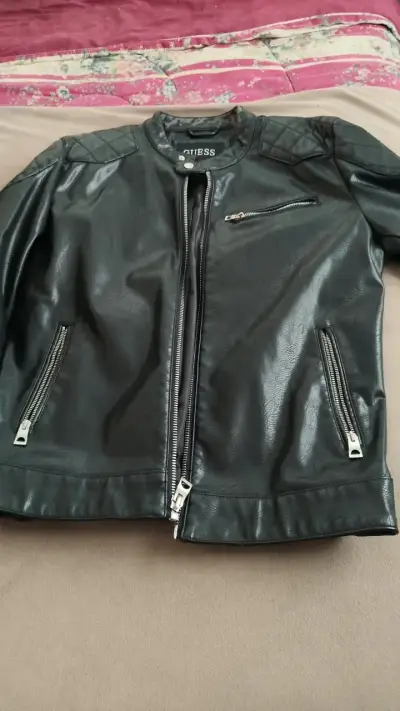 Chaqueta de cuero negra Guess para hombre - miniatura 1