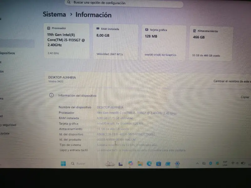 Laptop Dell Vostro 3420 Intel Core i5 8GB RAM 466GB - 2
