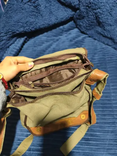 Bolso bandolera de lona y cuero estilo bohemio - miniatura 3