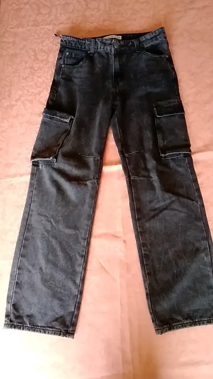 Pantalones cargo de mezclilla gris oscuro - 1