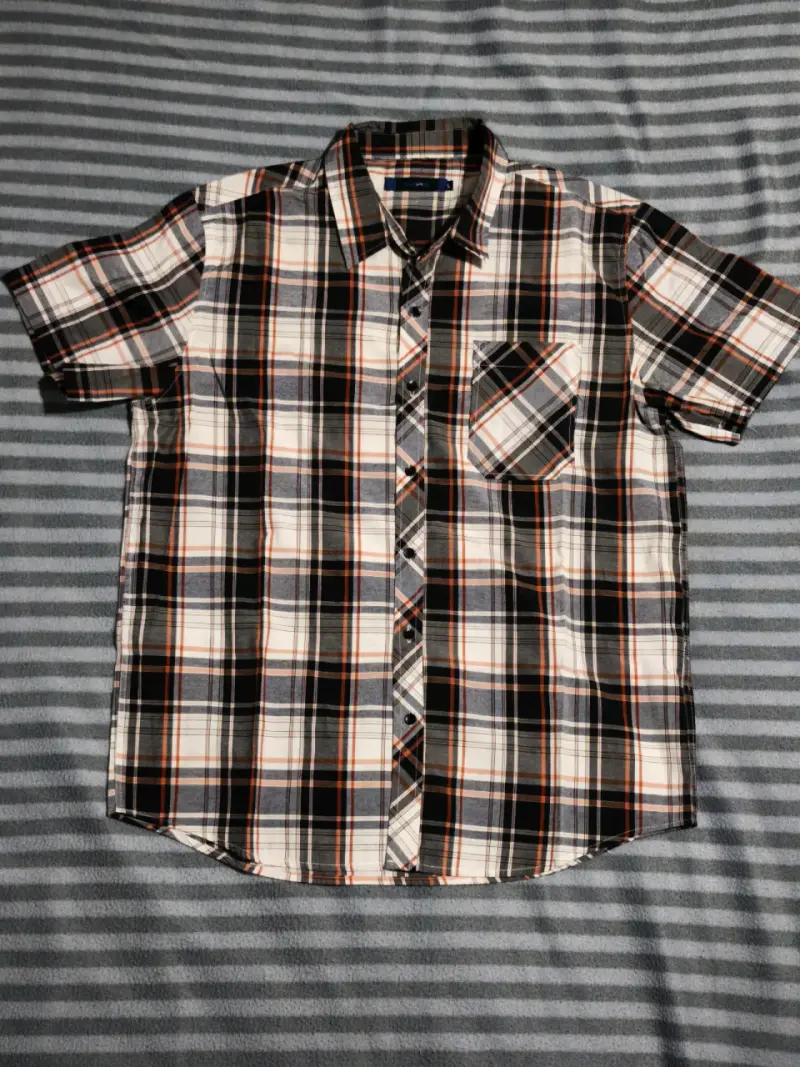 Camisa a cuadros manga corta para hombre talla L - 1