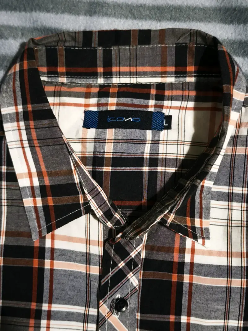 Camisa a cuadros manga corta para hombre talla L - 2