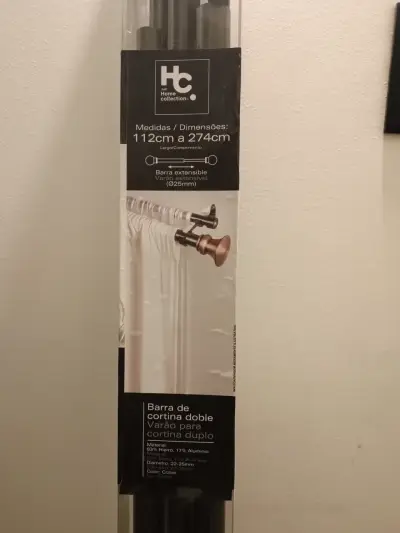Barra de cortina doble extensible Home Collection - miniatura 1