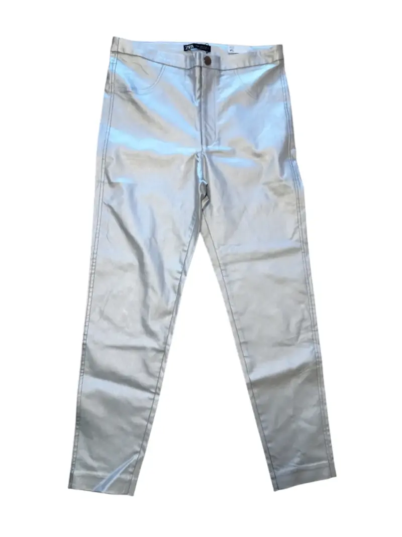 Leggings Metalizados Zara Plata Talla XL ¡Nuevos! - 1
