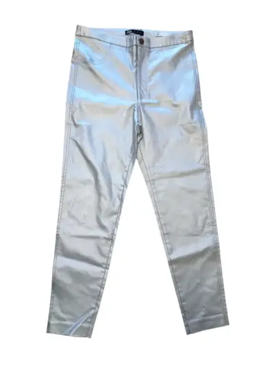 Leggings Metalizados Zara Plata Talla XL ¡Nuevos! - miniatura 1