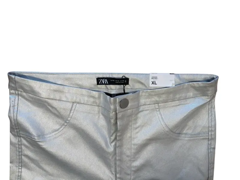 Leggings Metalizados Zara Plata Talla XL ¡Nuevos! - 5