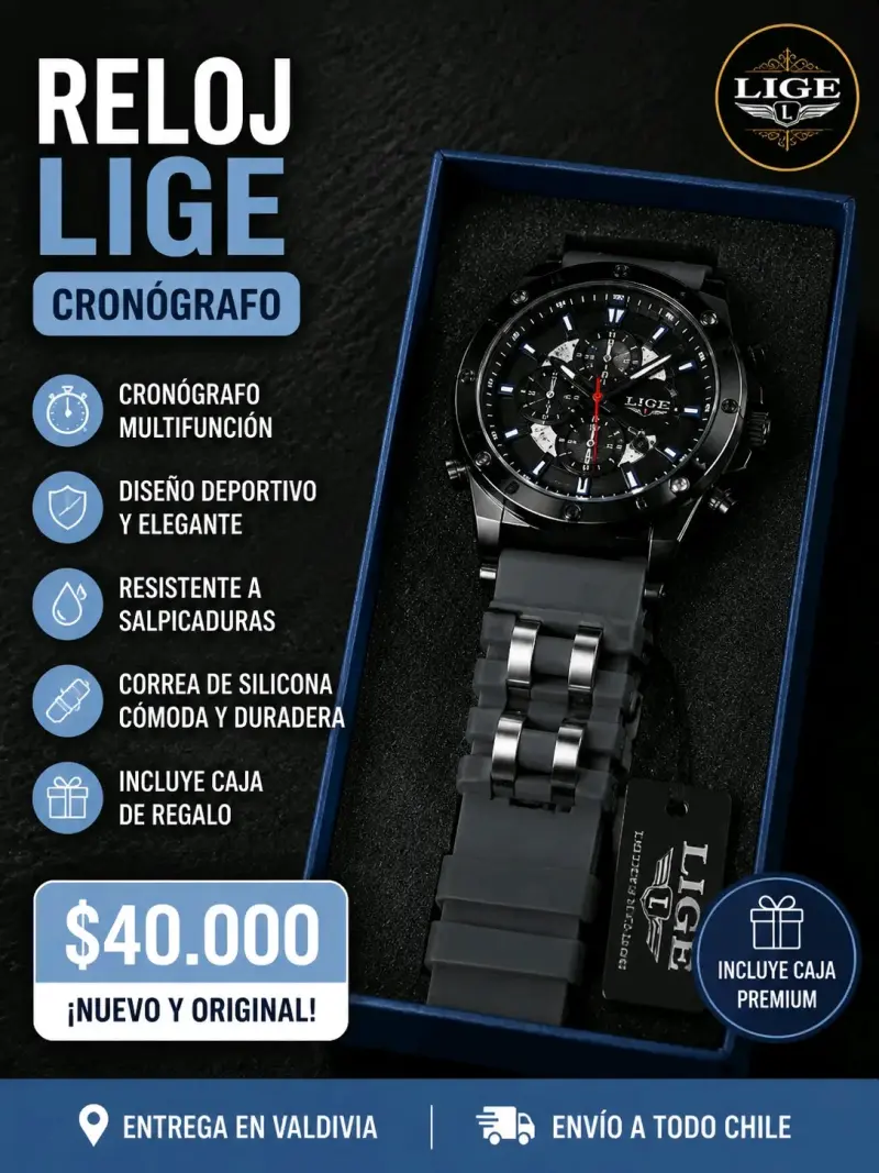 Reloj cronógrafo LIGE deportivo y elegante - 1