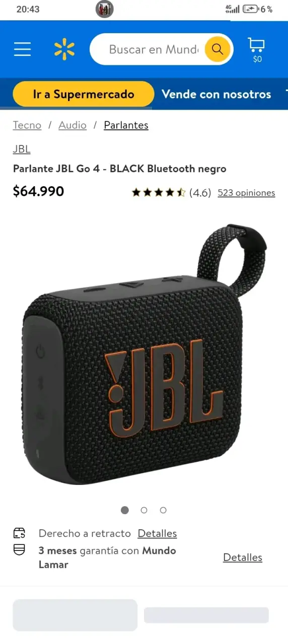 Parlante JBL Go 4 Bluetooth Negro