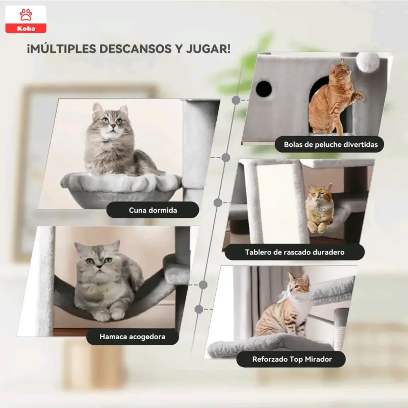 Árbol rascador para gatos grandes Koba - 6