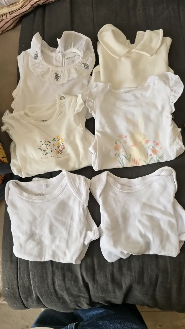 Set de bodies para bebé en algodón blanco