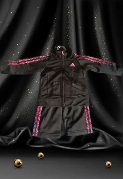 Conjunto deportivo infantil Adidas negro y rosa - miniatura 1