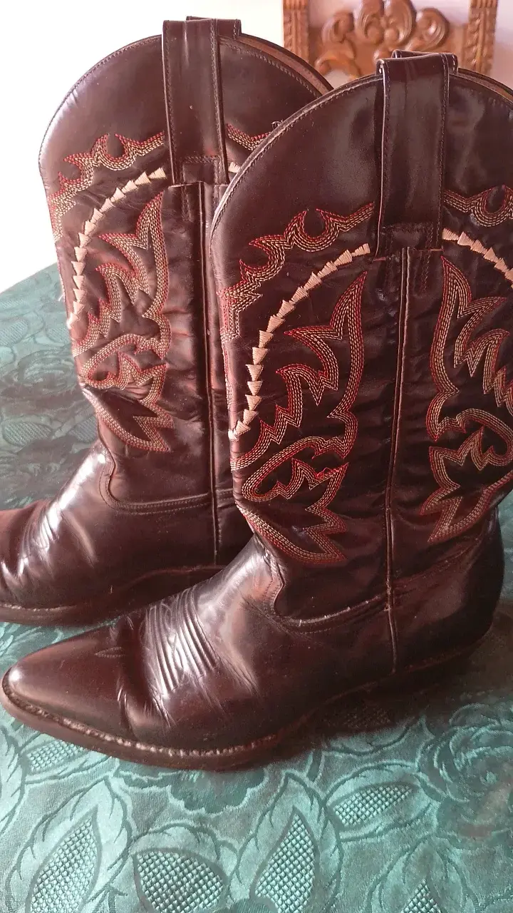 Botas vaqueras de cuero negras con diseño bordado - 2
