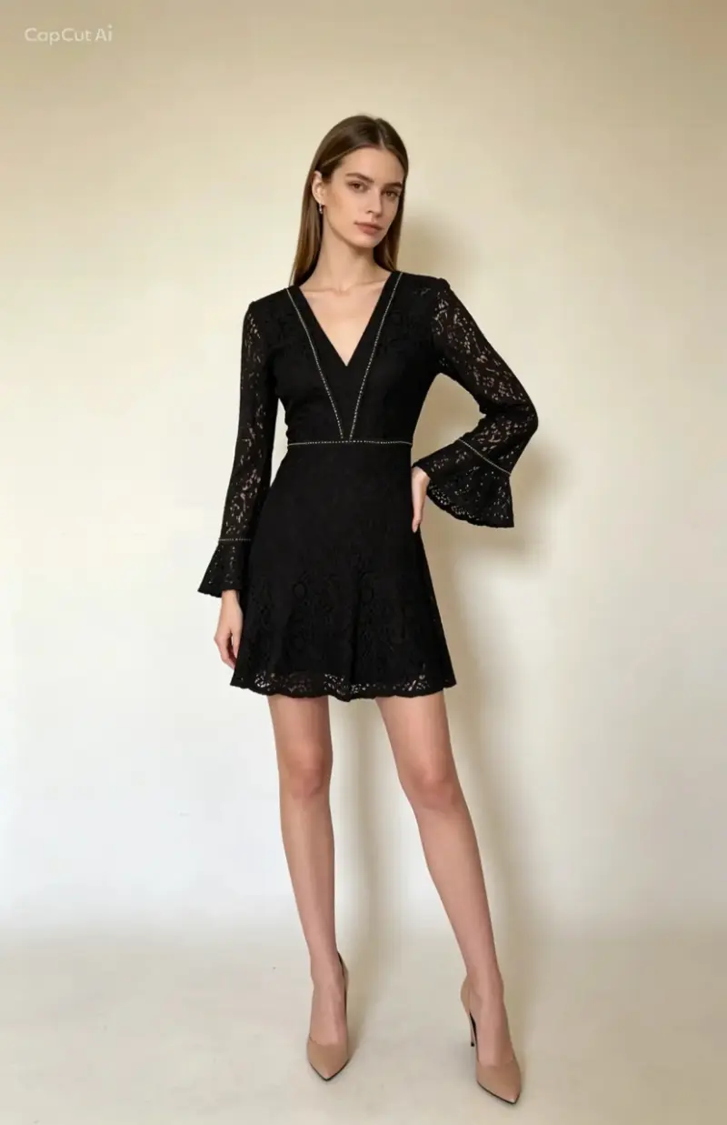 Vestido de encaje negro Mango casual - 1