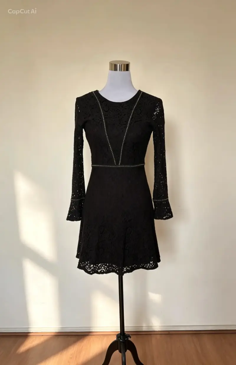 Vestido de encaje negro Mango casual - 2
