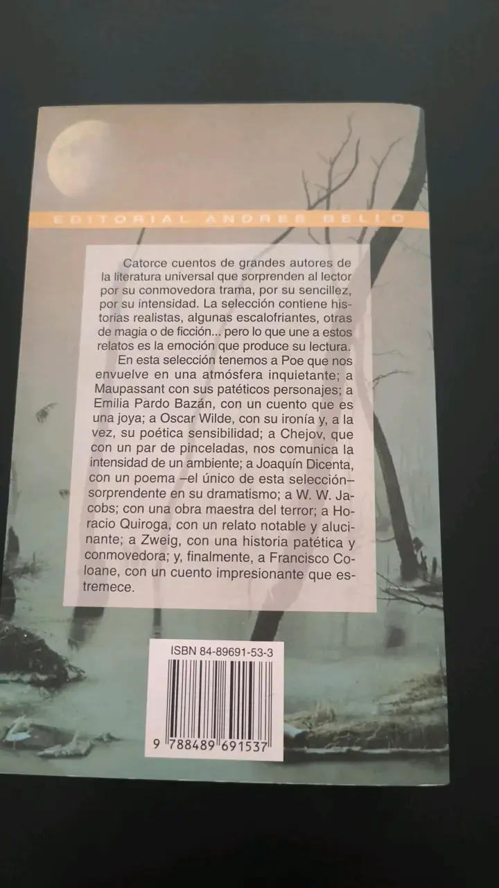 Libro Antología Cuentos Sobrecogedores Editorial Andrés Bello - 2