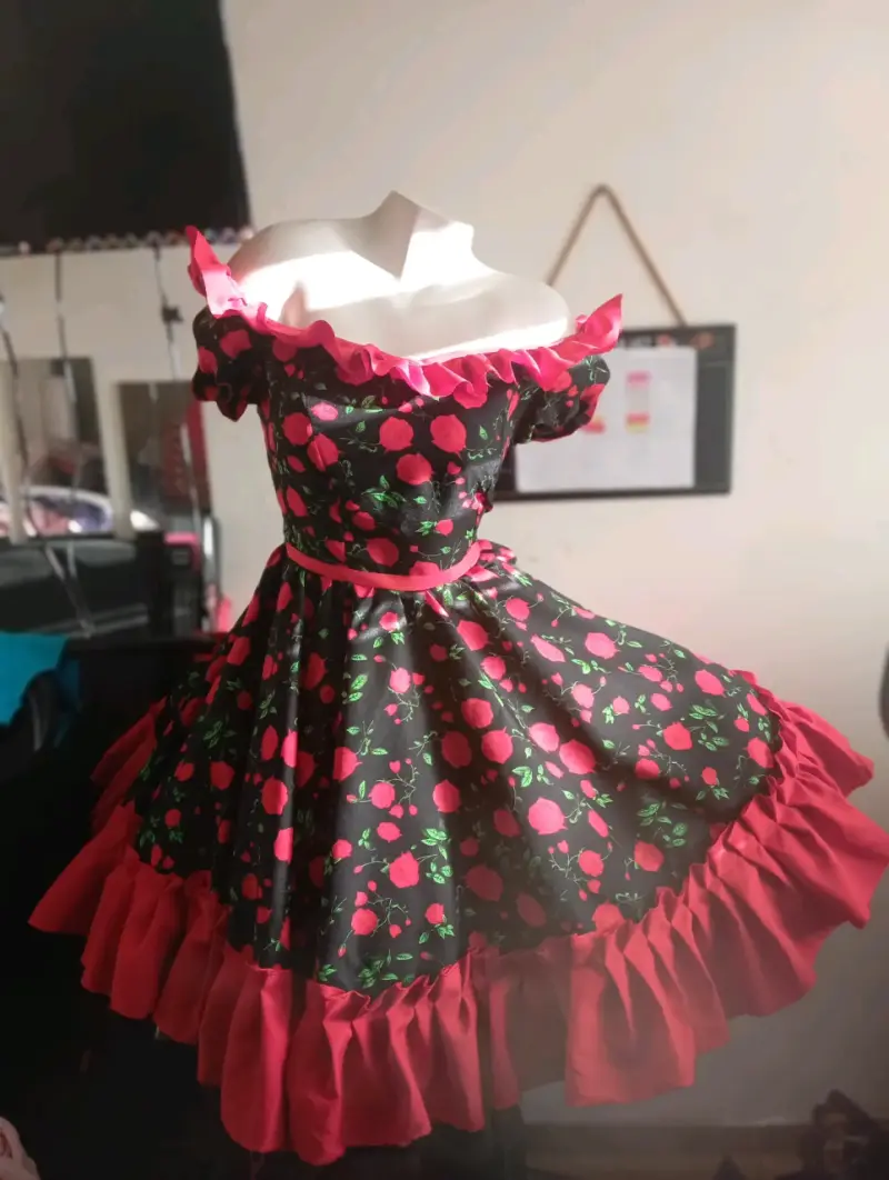 Vestido de cueca fiesta floral con volantes - 1