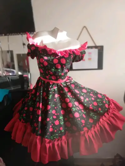 Vestido de cueca fiesta floral con volantes - miniatura 1
