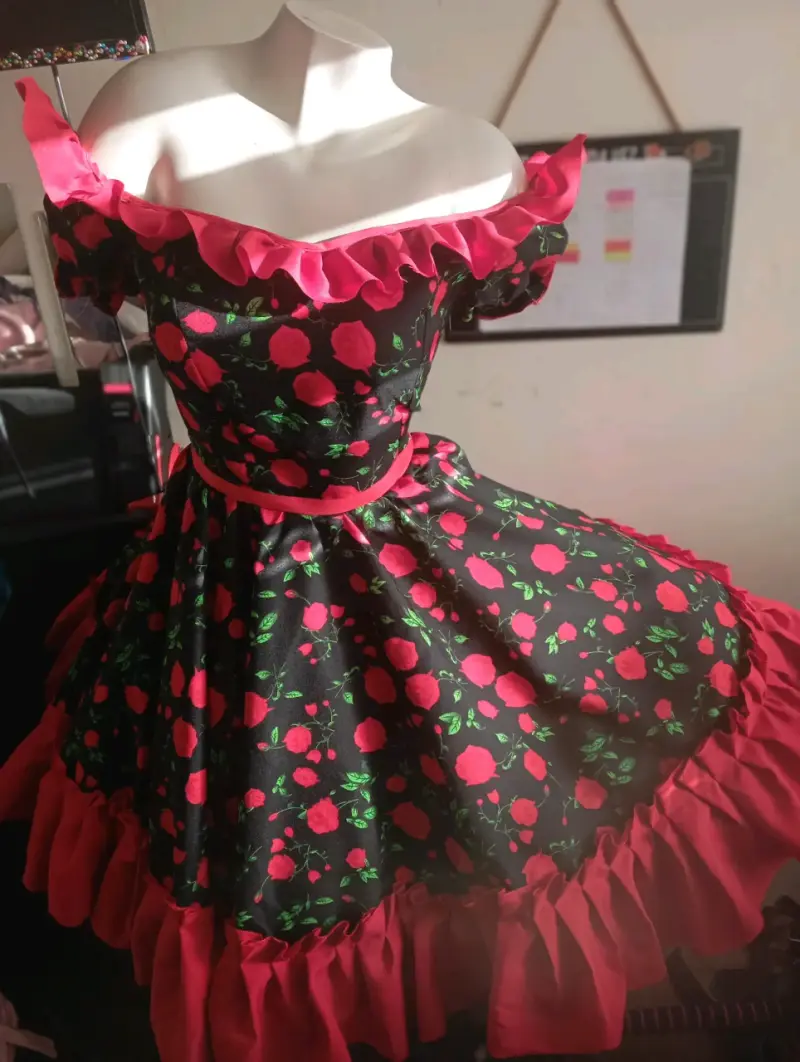 Vestido de cueca fiesta floral con volantes - 2