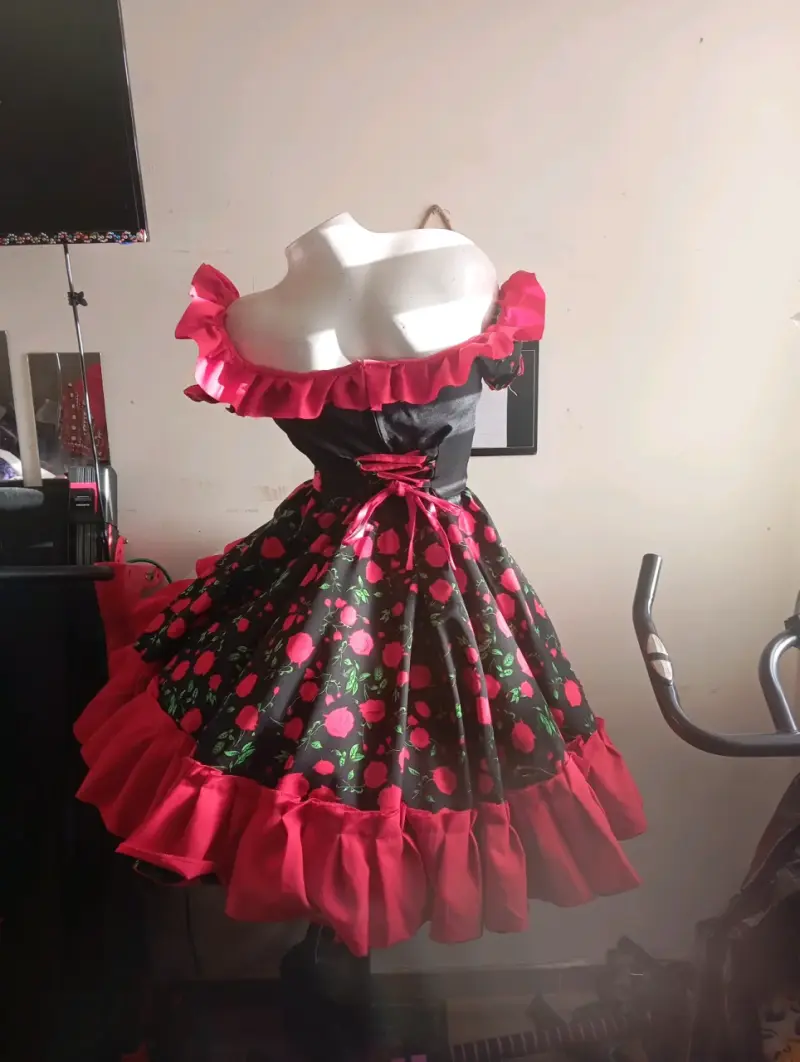 Vestido de cueca fiesta floral con volantes - 4