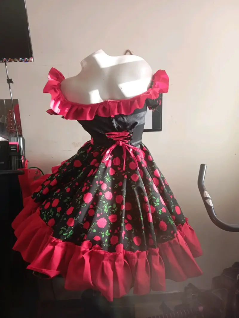 Vestido de cueca fiesta floral con volantes - 5