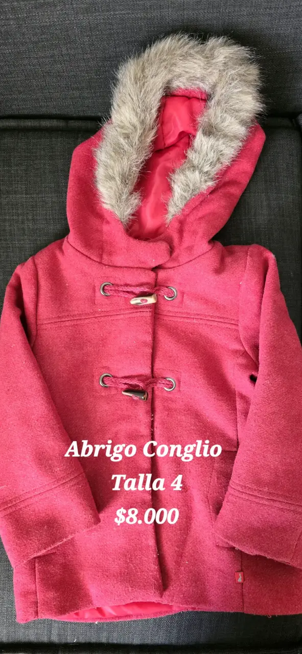 Abrigo rojo Conglio para niña talla 4 - 8