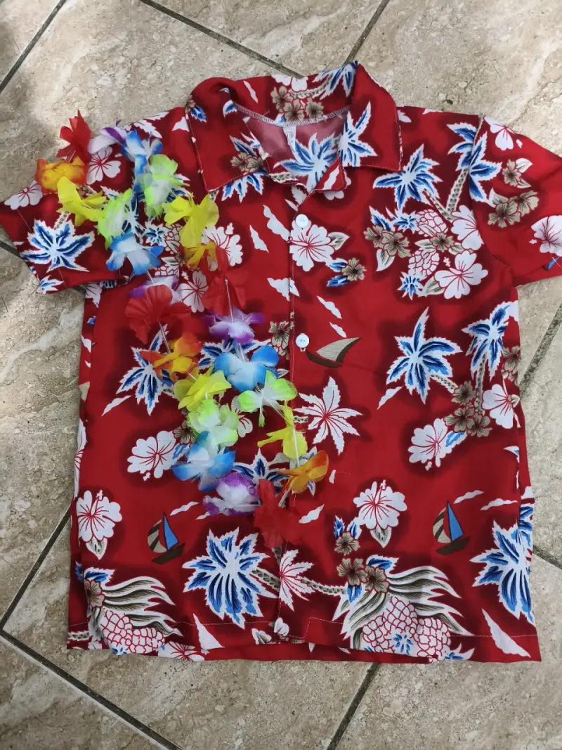 Camisa Hawaiana Roja con CollarMulticolor Talla 10 - 2