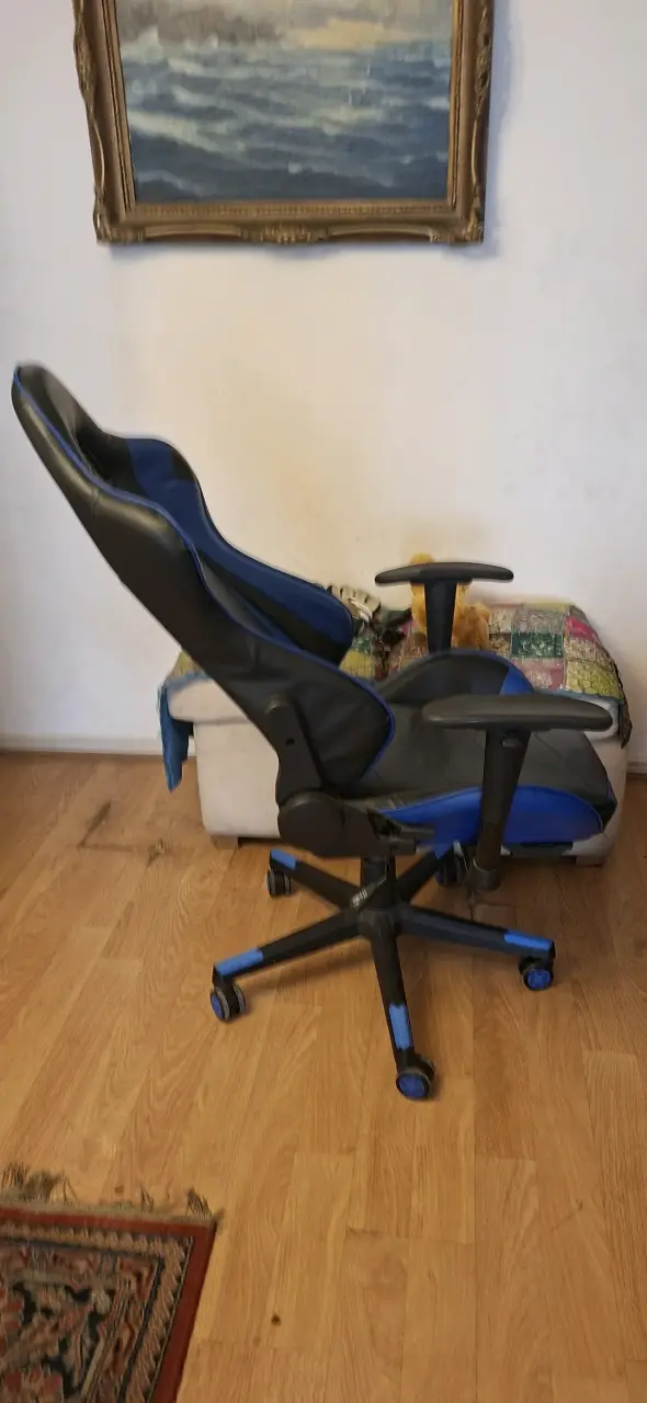 Silla Gamer Ergonómica Negra y Azul - 2