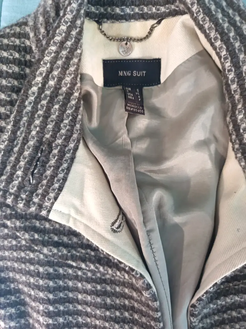 Chaqueta de lana a rayas MNG Suit para mujer - 1