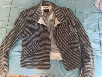 Chaqueta de lana a rayas MNG Suit para mujer - miniatura 2