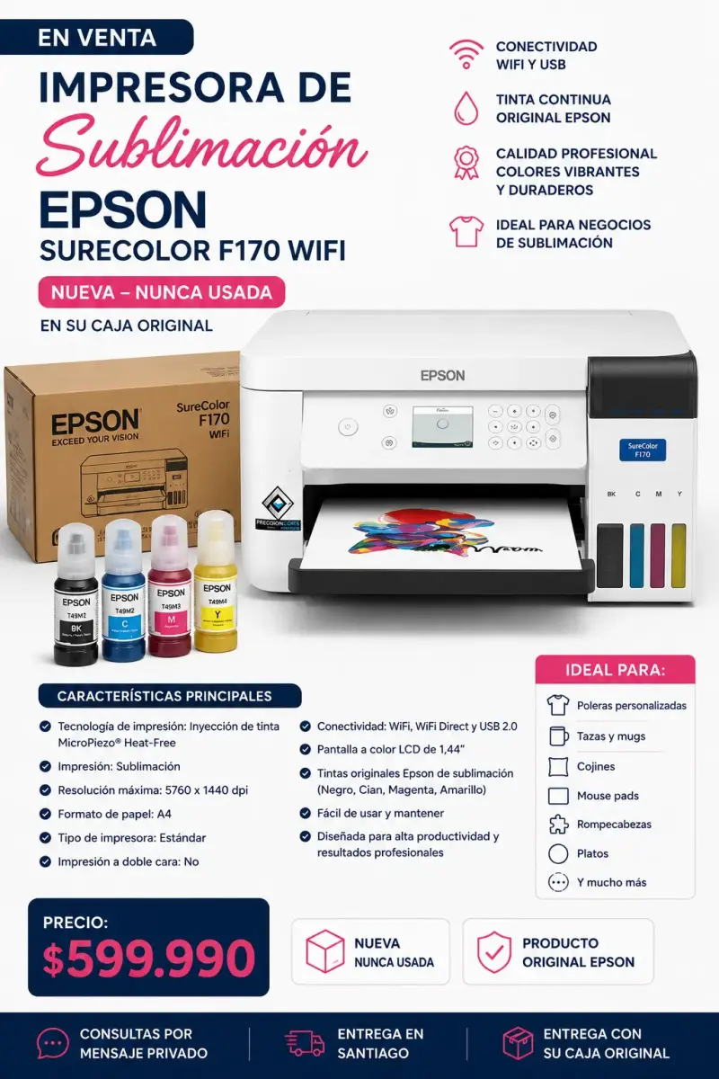 Impresora de sublimación Epson SureColor F170 WiFi nueva