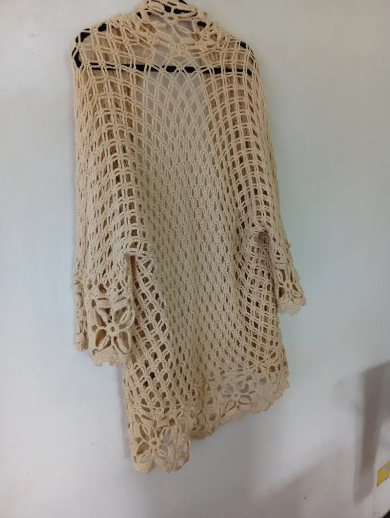 Tapado de hilo a crochet beige para mujer - 2