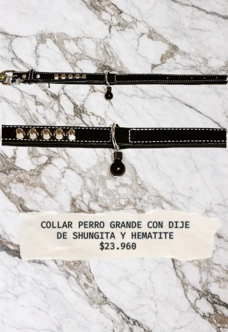 Collar para perro con dije de Shungita y Hematite - 2