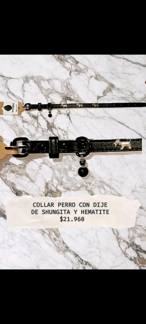 Collar para perro con dije de Shungita y Hematite - 5