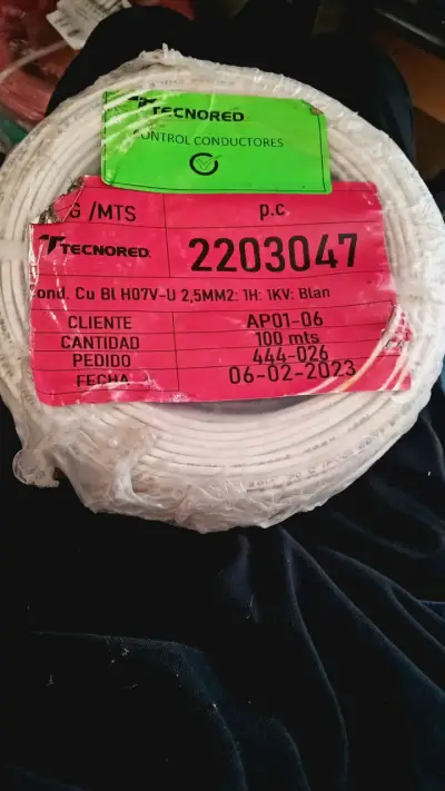 Cable eléctrico blanco 100 metros Tecnored - miniatura 1