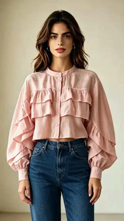 Blusa Zara rosada talla M - miniatura 1