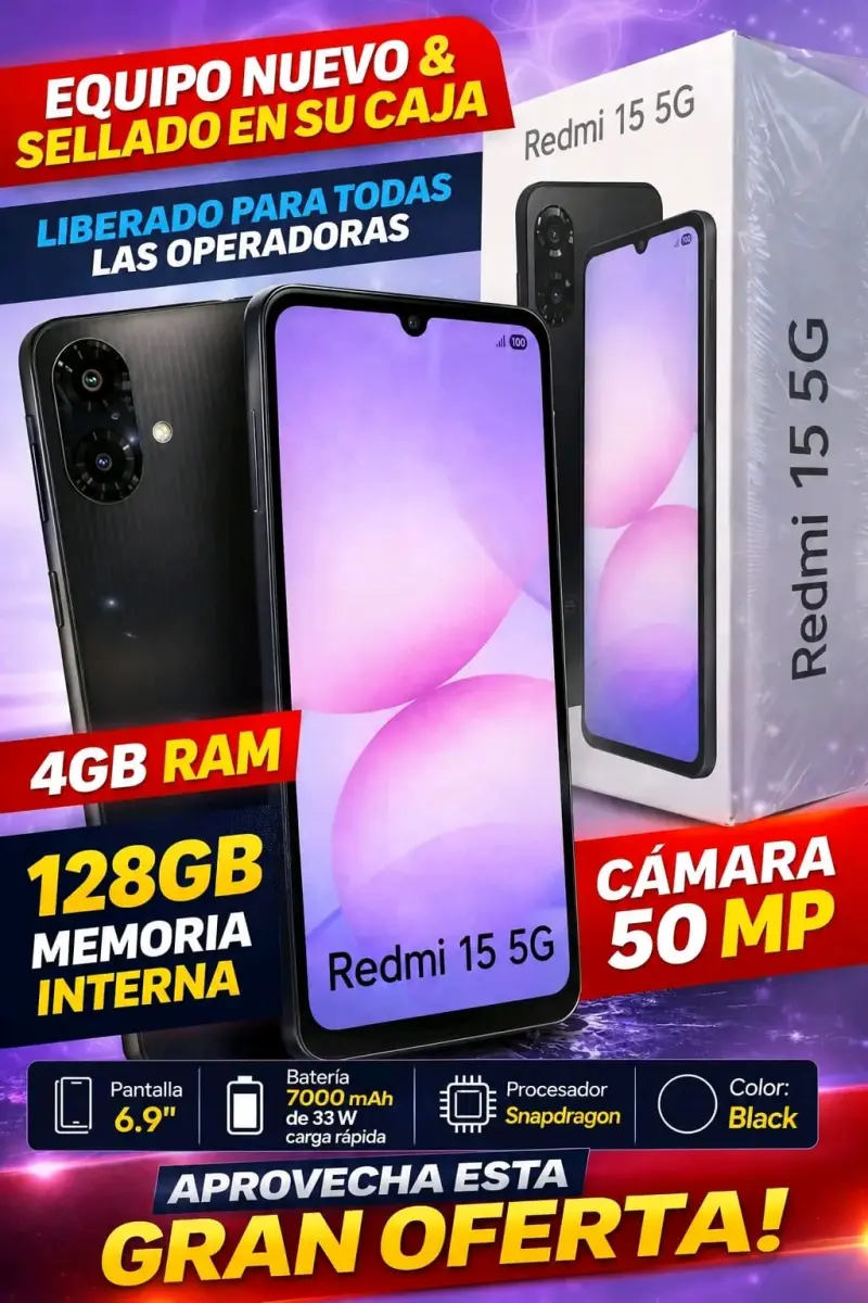 Smartphone Xiaomi Redmi 15 5G con 128GB y cámara 50MP - 2