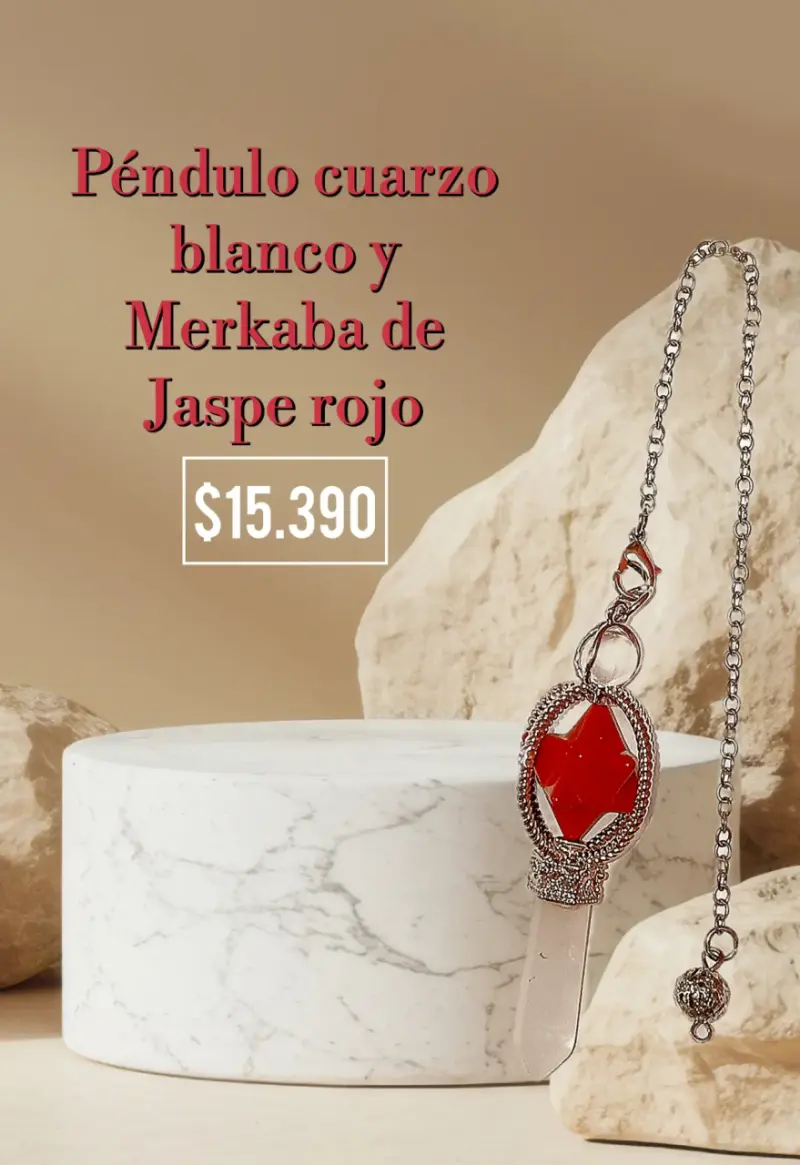 Péndulo Cuarzo blanco y Merkaba Jaspe Rojo