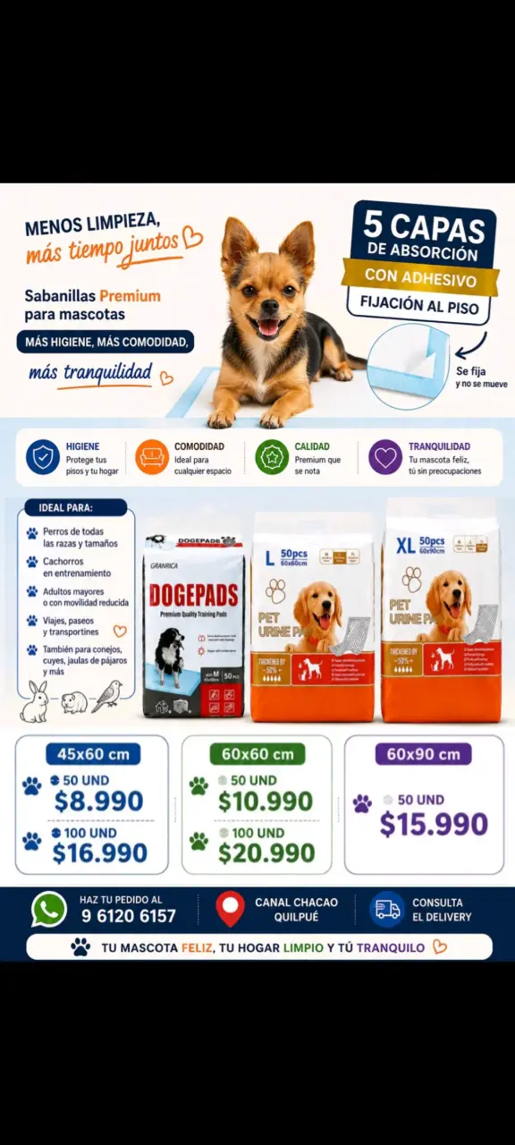 Sabanillas para mascotas con adhesivo. Desde 8.990