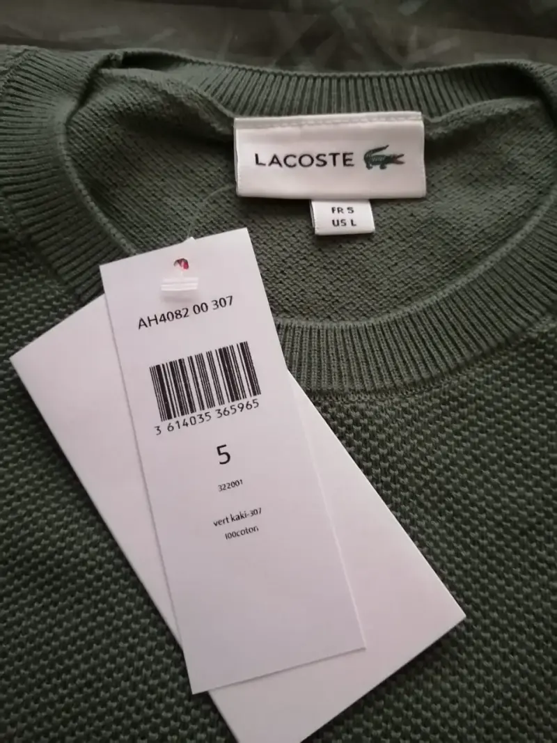 Suéter verde caqui, Lacoste , Hombre, L, Nuevo!! - 3