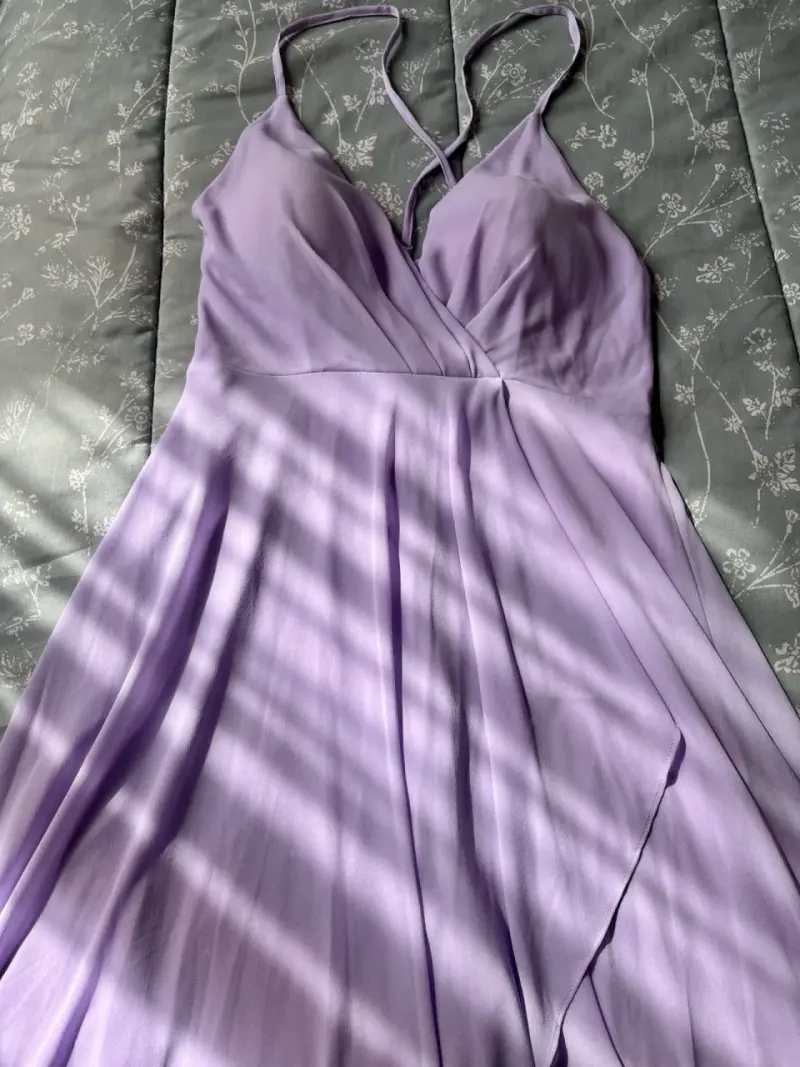 Vestido largo lila elegante para fiesta - 2
