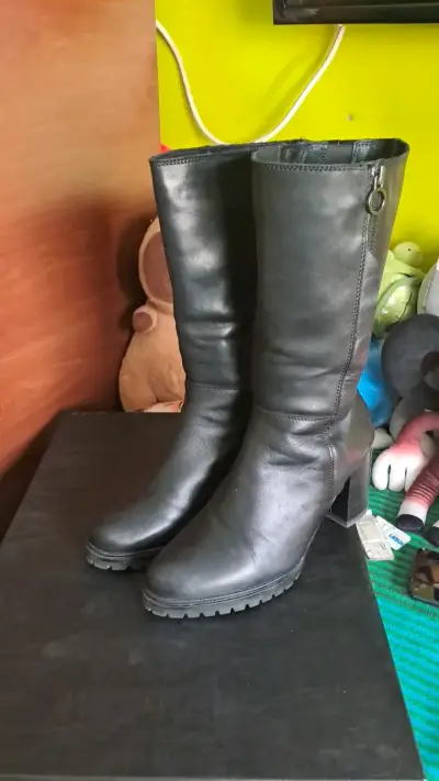 Botas de cuero negras con taco alto Gacel - miniatura 1
