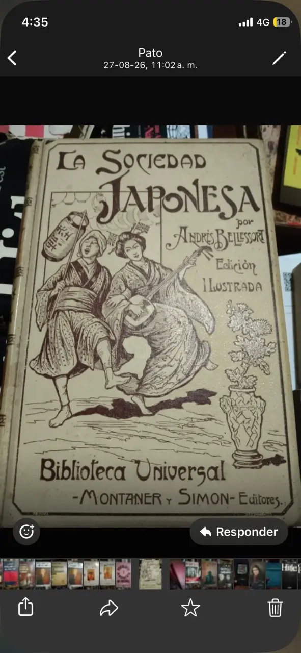 Libro antiguo 'La Sociedad Japonesa' edición ilustrada