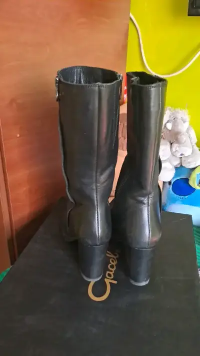 Botas de cuero negras con taco alto Gacel - miniatura 4